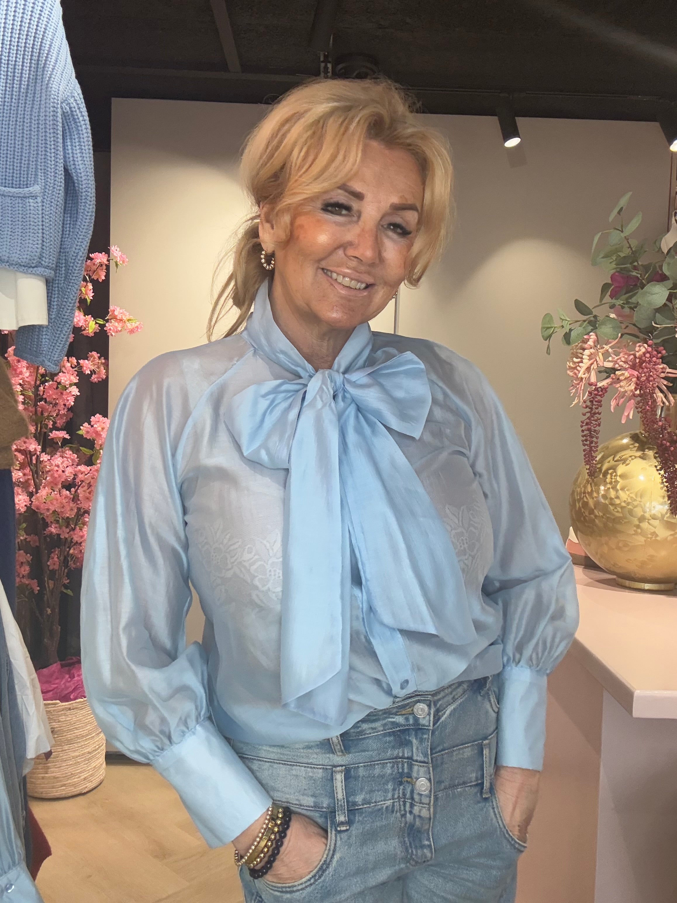 Blouse Grote Strik zacht Blauw